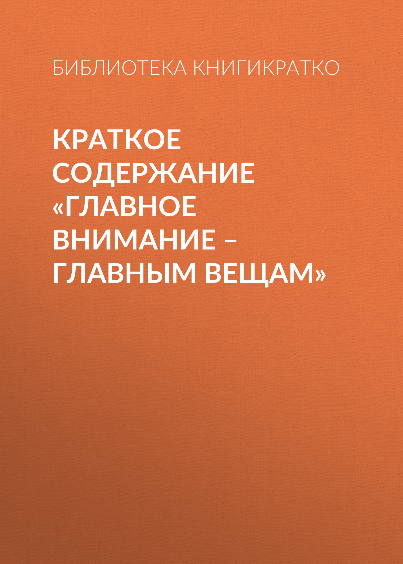 читать Краткое содержание «Главное внимание – главным вещам»