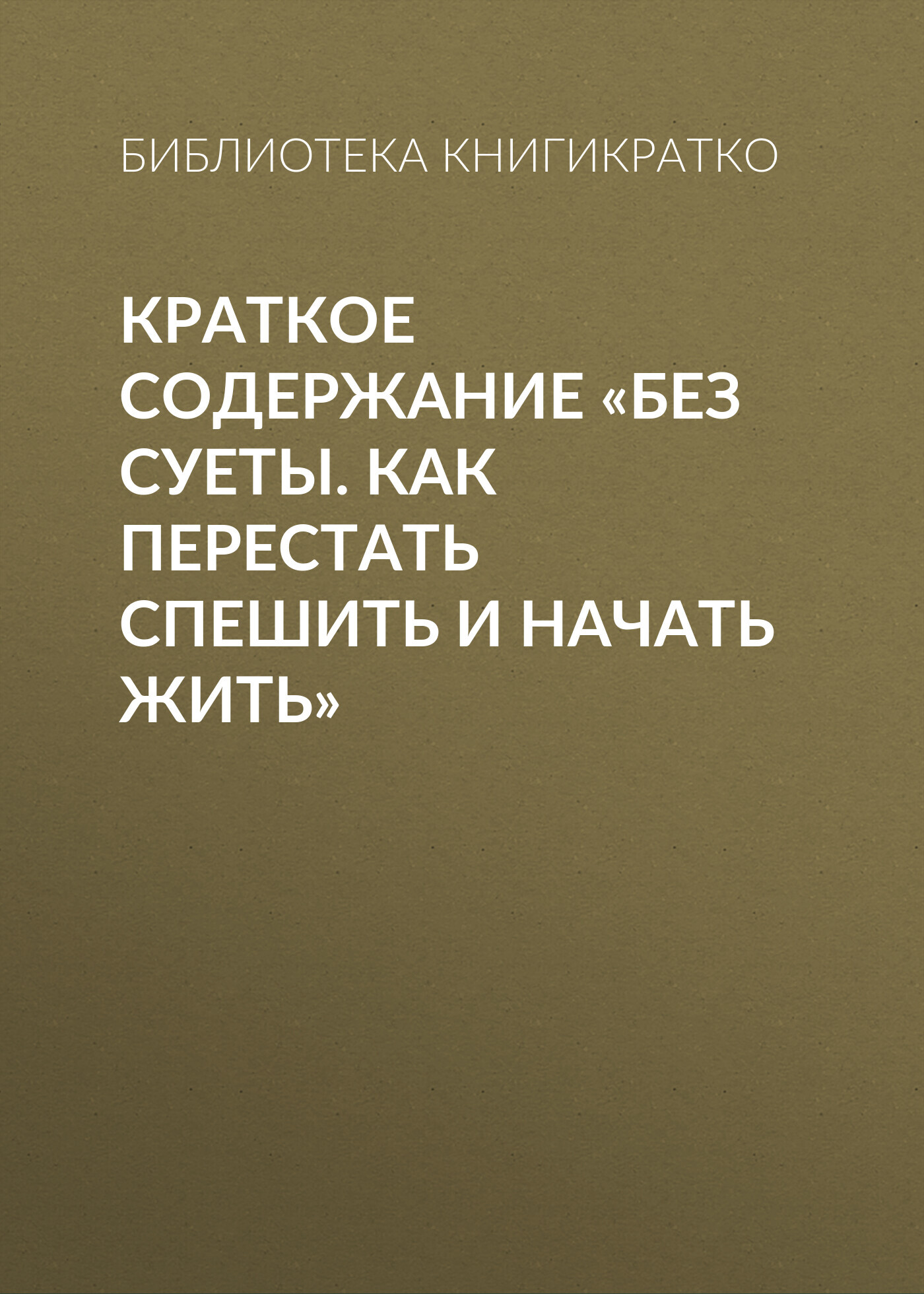 читать Краткое содержание «Без суеты. Как перестать спешить и начать жить»